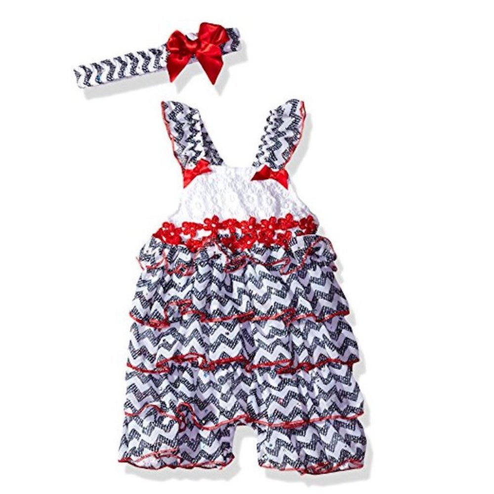 Little Lass Baby Girl 4th of July Ruffle Romper